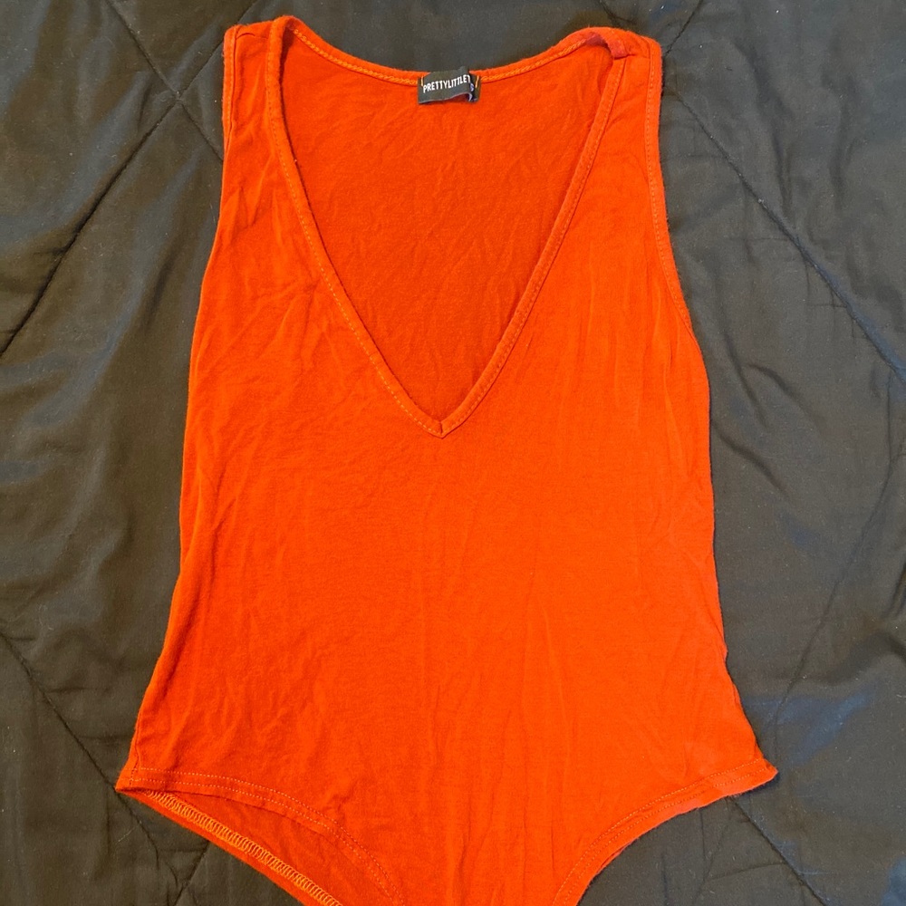Orange V-Neck Bodysuit